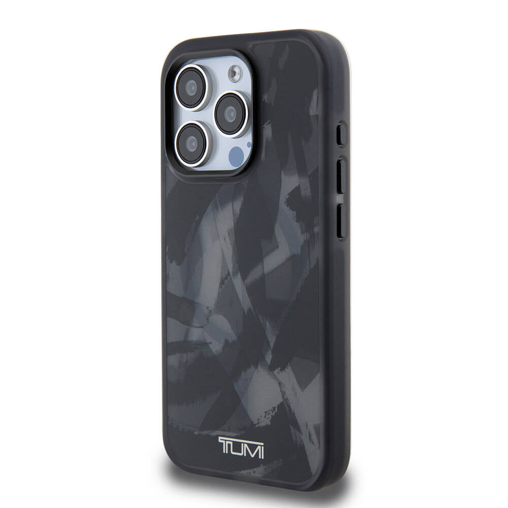 iPhone 15 Pro Kılıf TUMI Orjinal Lisanslı M-safe Şarj Özellikli Buzlanmış Saydam Fırça Kamuflajı Desenli Kılıf