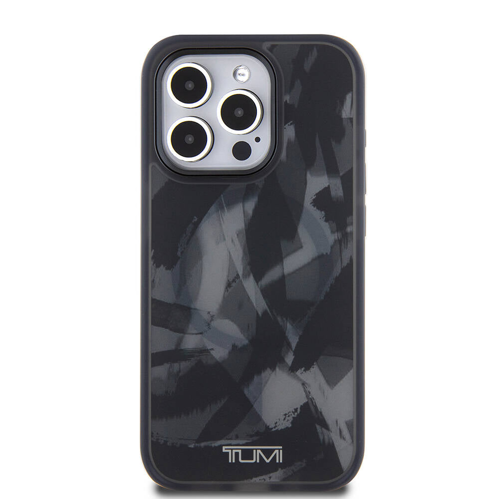 iPhone 15 Pro Kılıf TUMI Orjinal Lisanslı M-safe Şarj Özellikli Buzlanmış Saydam Fırça Kamuflajı Desenli Kılıf