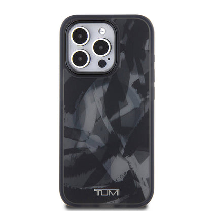 iPhone 15 Pro Kılıf TUMI Orjinal Lisanslı M-safe Şarj Özellikli Buzlanmış Saydam Fırça Kamuflajı Desenli Kılıf