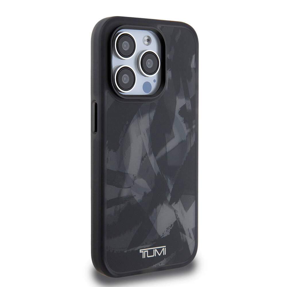 iPhone 15 Pro Kılıf TUMI Orjinal Lisanslı M-safe Şarj Özellikli Buzlanmış Saydam Fırça Kamuflajı Desenli Kılıf