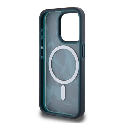 iPhone 15 Pro Kılıf TUMI Orjinal Lisanslı M-safe Şarj Özellikli Buzlanmış Saydam Fırça Kamuflajı Desenli Kılıf