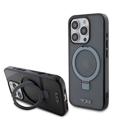 iPhone 15 Pro Kılıf TUMI Orjinal Lisanslı M-safe Şarj Özellikli PC TPU Metal Logolu Ring Standlı Kılıf