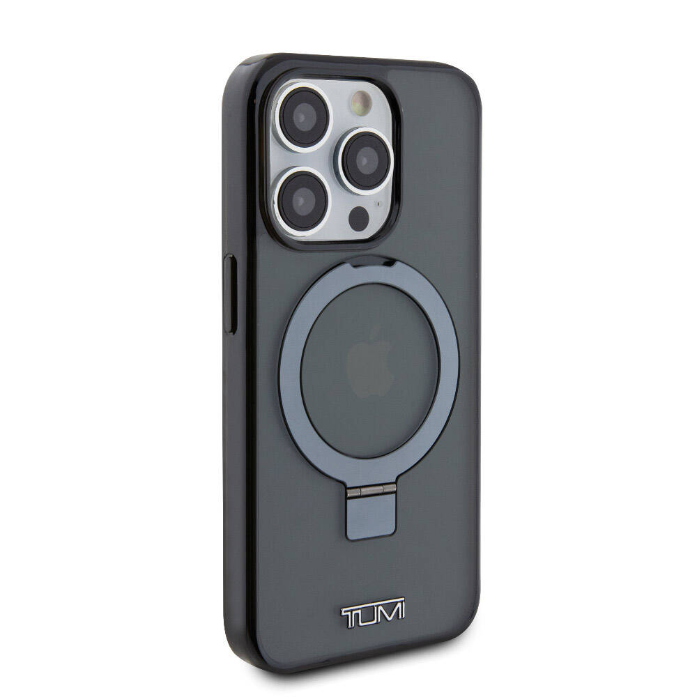 iPhone 15 Pro Kılıf TUMI Orjinal Lisanslı M-safe Şarj Özellikli PC TPU Metal Logolu Ring Standlı Kılıf
