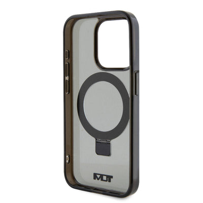 Apple iPhone 15 Pro Kılıf TUMI Orjinal Lisanslı Magsafe Şarj Özellikli PC TPU Metal Logolu Ring Standlı Kapak Siyah