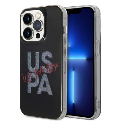 Apple iPhone 15 Pro Kılıf U.S. Polo Assn. Orjinal Lisanslı Simli Parlak Alfabe Tasarım Kapak Kırmızı