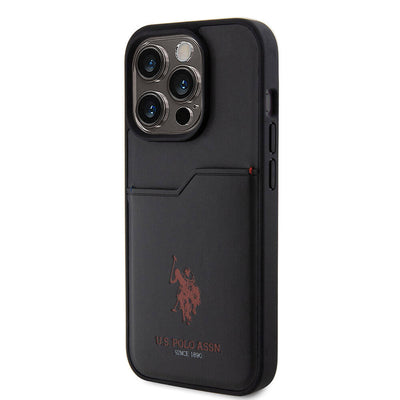 Apple iPhone 15 Pro Kılıf U.S. Polo Assn. Orjinal Lisanslı Baskı Logolu PU Kartlıklı Kapak Kırmızı
