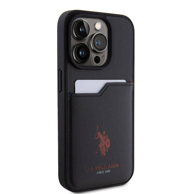 Apple iPhone 15 Pro Kılıf U.S. Polo Assn. Orjinal Lisanslı Baskı Logolu PU Kartlıklı Kapak Mavi