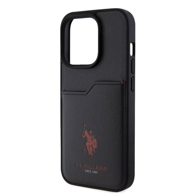 Apple iPhone 15 Pro Kılıf U.S. Polo Assn. Orjinal Lisanslı Baskı Logolu PU Kartlıklı Kapak Kırmızı