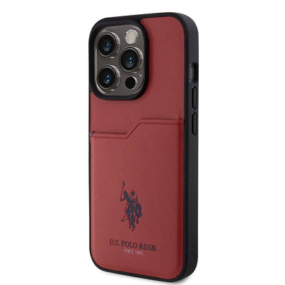 Apple iPhone 15 Pro Kılıf U.S. Polo Assn. Orjinal Lisanslı Baskı Logolu PU Kartlıklı Kapak Lacivert