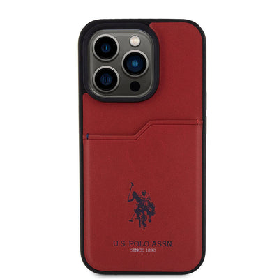 Apple iPhone 15 Pro Kılıf U.S. Polo Assn. Orjinal Lisanslı Baskı Logolu PU Kartlıklı Kapak Mavi