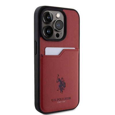 Apple iPhone 15 Pro Kılıf U.S. Polo Assn. Orjinal Lisanslı Baskı Logolu PU Kartlıklı Kapak Mavi