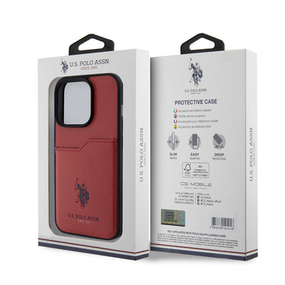 Apple iPhone 15 Pro Kılıf U.S. Polo Assn. Orjinal Lisanslı Baskı Logolu PU Kartlıklı Kapak Lacivert
