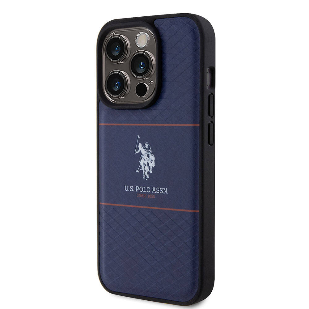iPhone 15 Pro Kılıf U.S. Polo Assn. Orjinal Lisanslı Deri Şeritli Logo Dizayn Kılıf
