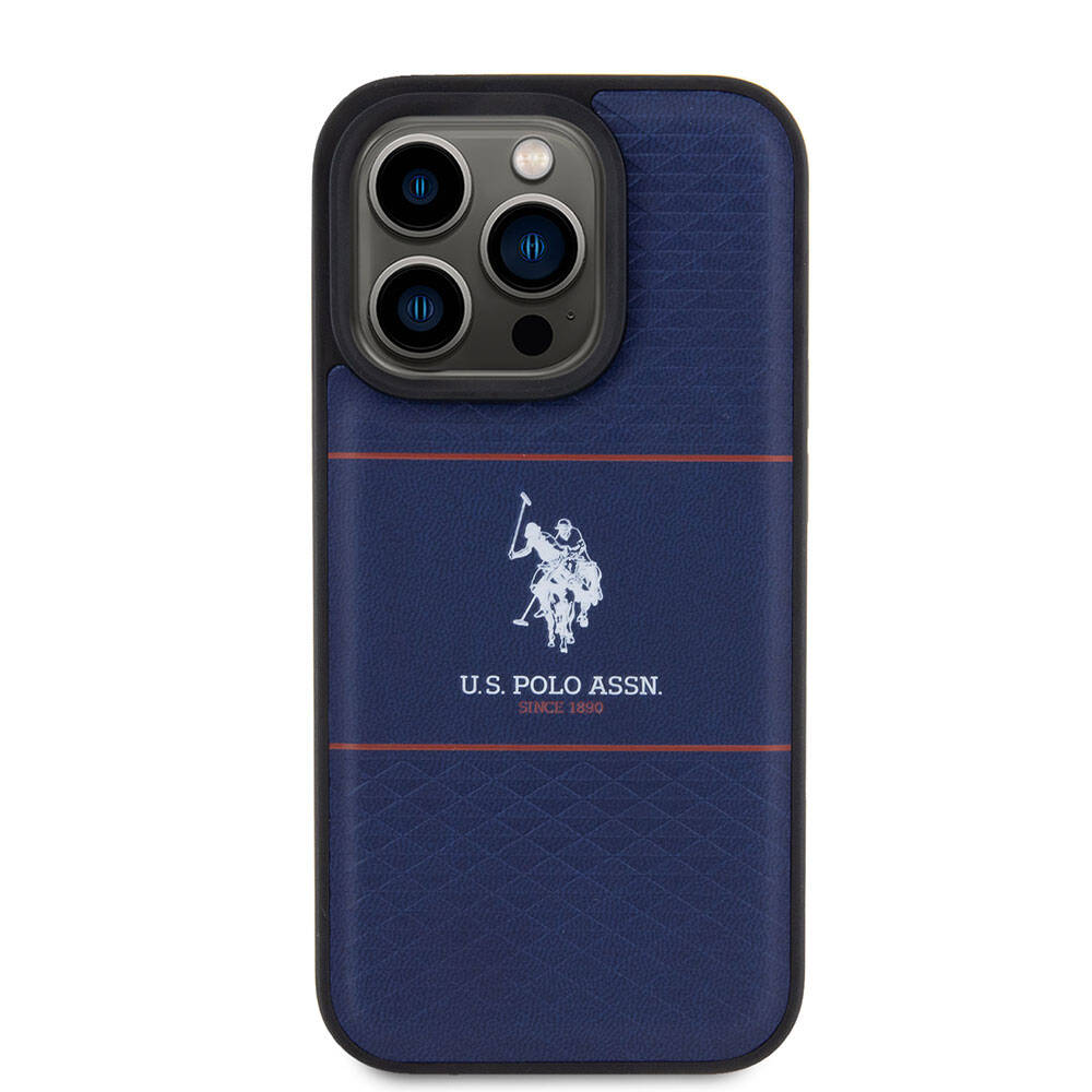 iPhone 15 Pro Kılıf U.S. Polo Assn. Orjinal Lisanslı Deri Şeritli Logo Dizayn Kılıf