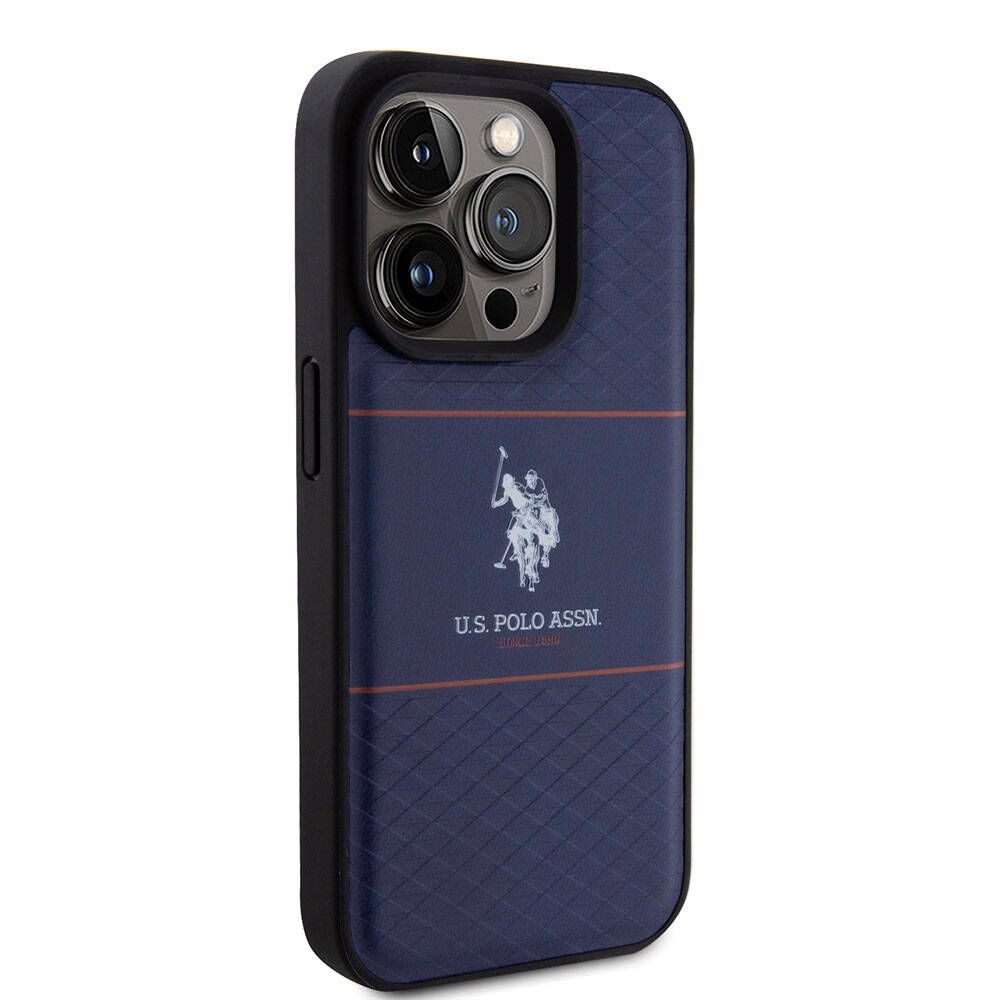 iPhone 15 Pro Kılıf U.S. Polo Assn. Orjinal Lisanslı Deri Şeritli Logo Dizayn Kılıf