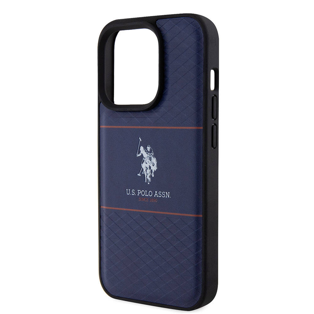 iPhone 15 Pro Kılıf U.S. Polo Assn. Orjinal Lisanslı Deri Şeritli Logo Dizayn Kılıf