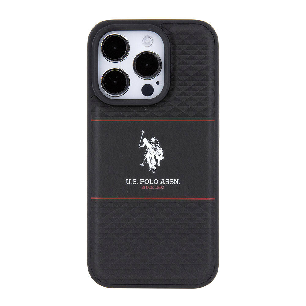 iPhone 15 Pro Kılıf U.S. Polo Assn. Orjinal Lisanslı Deri Şeritli Logo Dizayn Kılıf