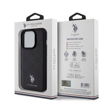 iPhone 15 Pro Kılıf U.S. Polo Assn. Orjinal Lisanslı HS Desenli Baskı Logolu Suni Deri Kılıf