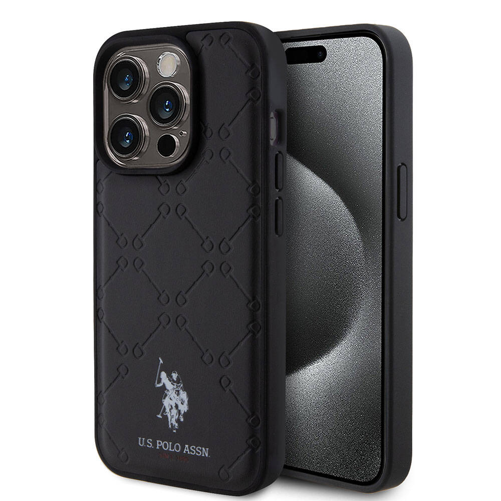 iPhone 15 Pro Kılıf U.S. Polo Assn. Orjinal Lisanslı HS Desenli Baskı Logolu Suni Deri Kılıf