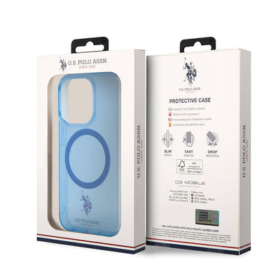 Apple iPhone 15 Pro Kılıf U.S. Polo Assn. Orjinal Lisanslı Magsafe Şarj Özellikli Transparan Tasarım Kapak Pembe