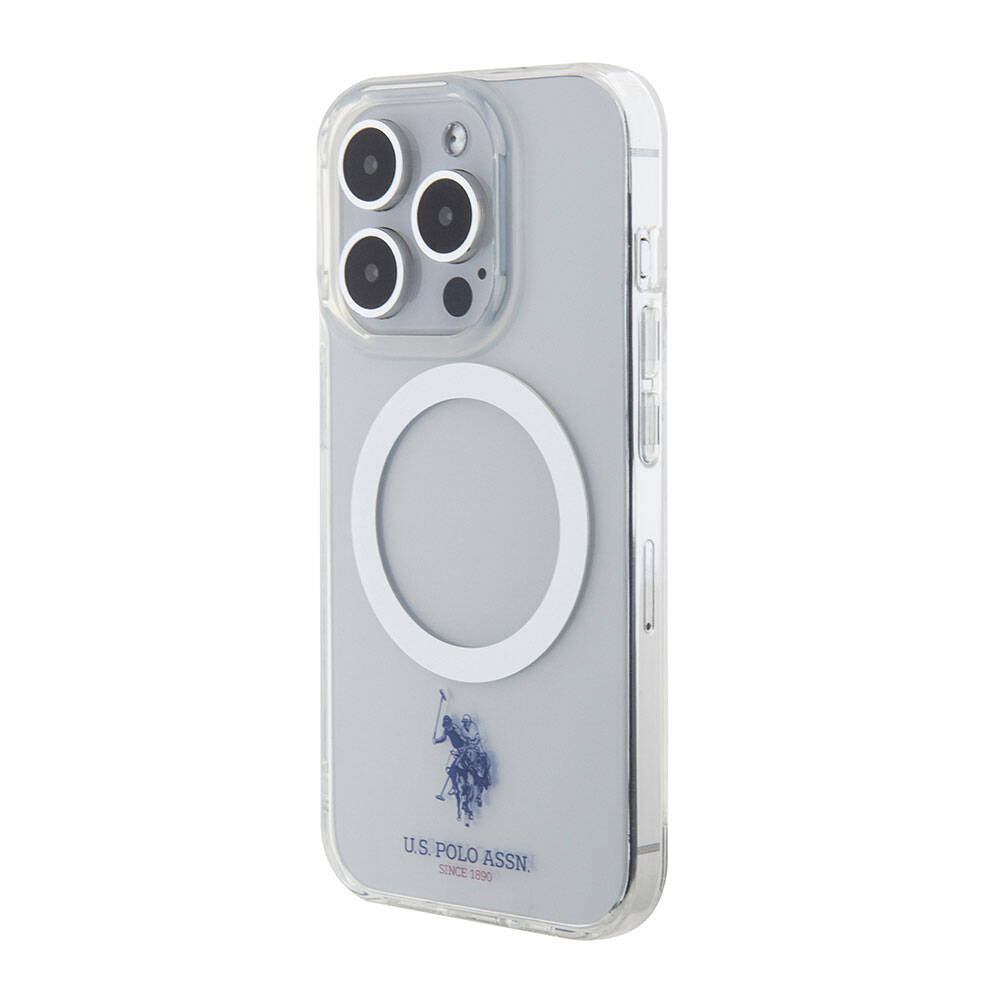 Apple iPhone 15 Pro Kılıf U.S. Polo Assn. Orjinal Lisanslı Magsafe Şarj Özellikli Transparan Tasarım Kapak Renksiz
