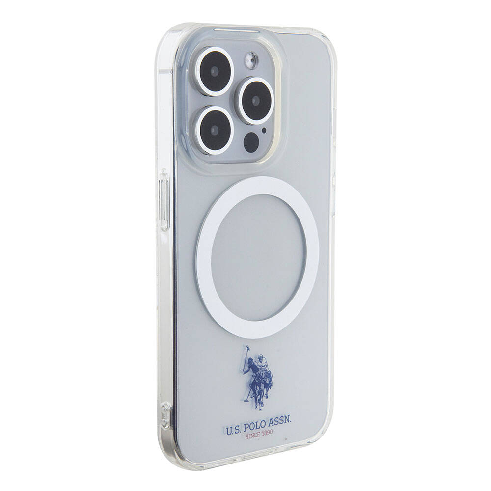 iPhone 15 Pro Kılıf U.S. Polo Assn. Orjinal Lisanslı M-safe Şarj Özellikli Transparan Tasarım Kılıf