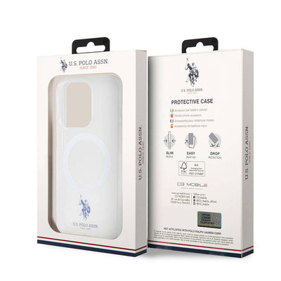Apple iPhone 15 Pro Kılıf U.S. Polo Assn. Orjinal Lisanslı Magsafe Şarj Özellikli Transparan Tasarım Kapak Mor