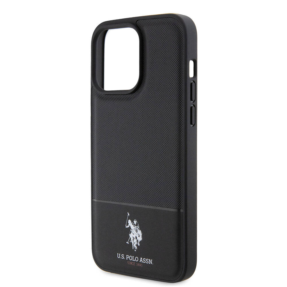 Apple iPhone 15 Pro Kılıf U.S. Polo Assn. Orjinal Lisanslı Suni Deri Arka Yüzey Baskı Logolu Örgü Desenli Kapak Kırmızı