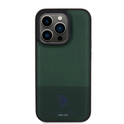 Apple iPhone 15 Pro Kılıf U.S. Polo Assn. Orjinal Lisanslı Suni Deri Arka Yüzey Baskı Logolu Örgü Desenli Kapak Kırmızı