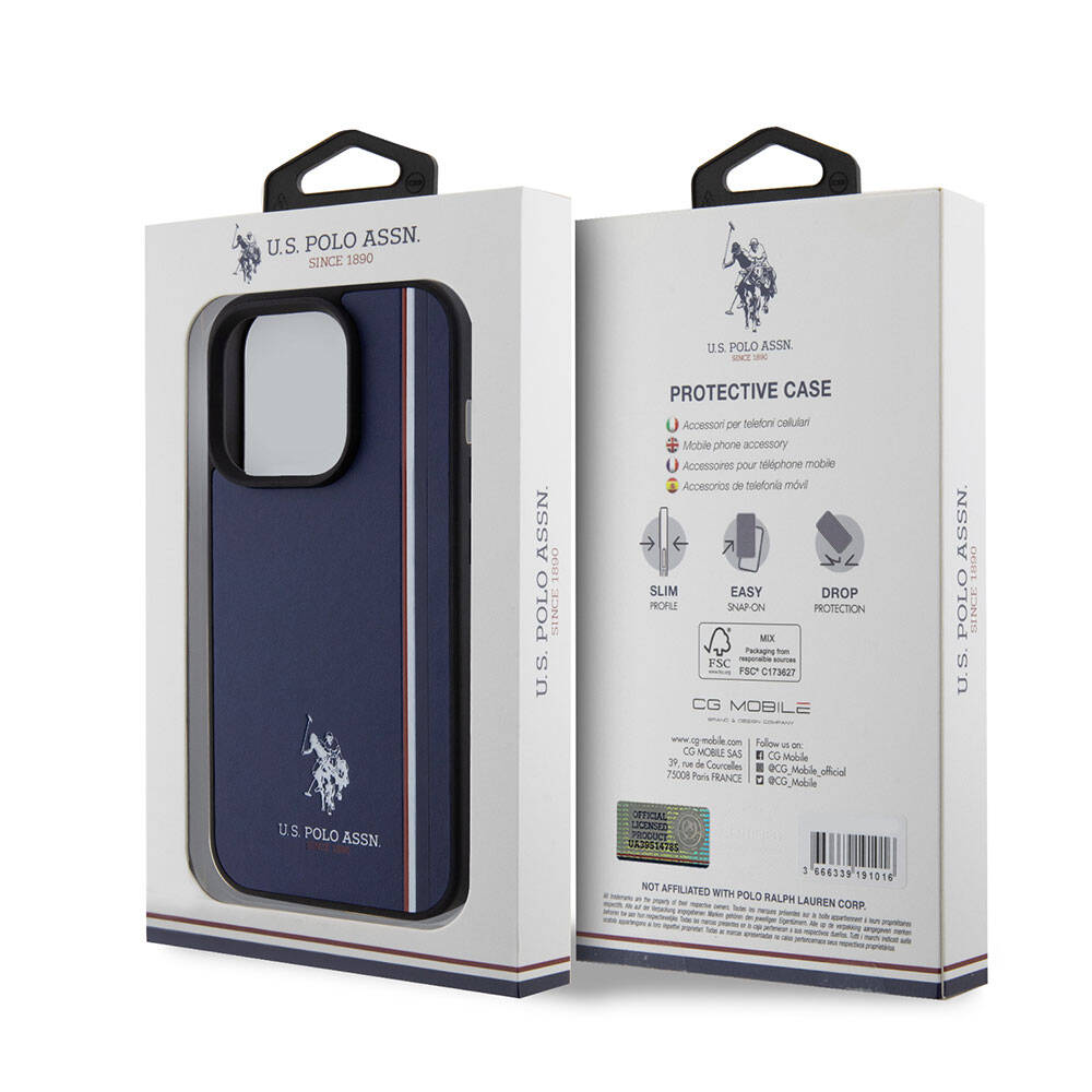 iPhone 15 Pro Kılıf U.S. Polo Assn. Orjinal Lisanslı Üç Renk Şerit Tasarımlı Baskı Logolu Kılıf