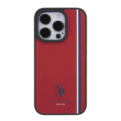 iPhone 15 Pro Kılıf U.S. Polo Assn. Orjinal Lisanslı Üç Renk Şerit Tasarımlı Baskı Logolu Kılıf