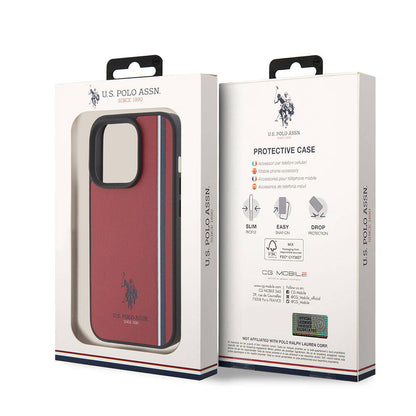 iPhone 15 Pro Kılıf U.S. Polo Assn. Orjinal Lisanslı Üç Renk Şerit Tasarımlı Baskı Logolu Kılıf
