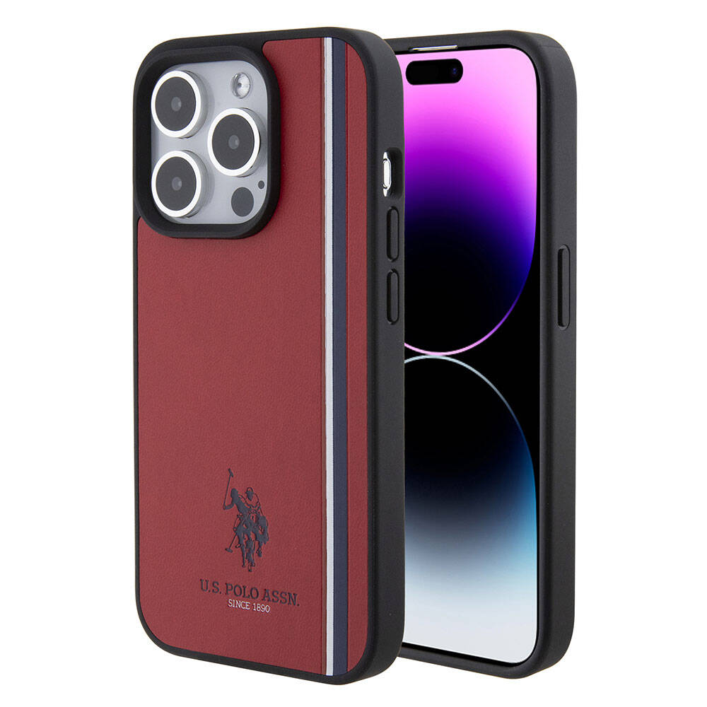 iPhone 15 Pro Kılıf U.S. Polo Assn. Orjinal Lisanslı Üç Renk Şerit Tasarımlı Baskı Logolu Kılıf