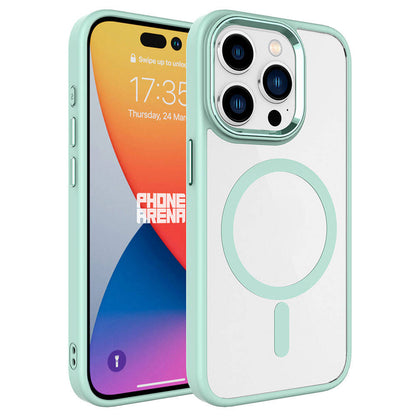iPhone 15 Pro Kılıf Wireless Şarj Özellikli Zore Krom M-safe Silikon Kılıf