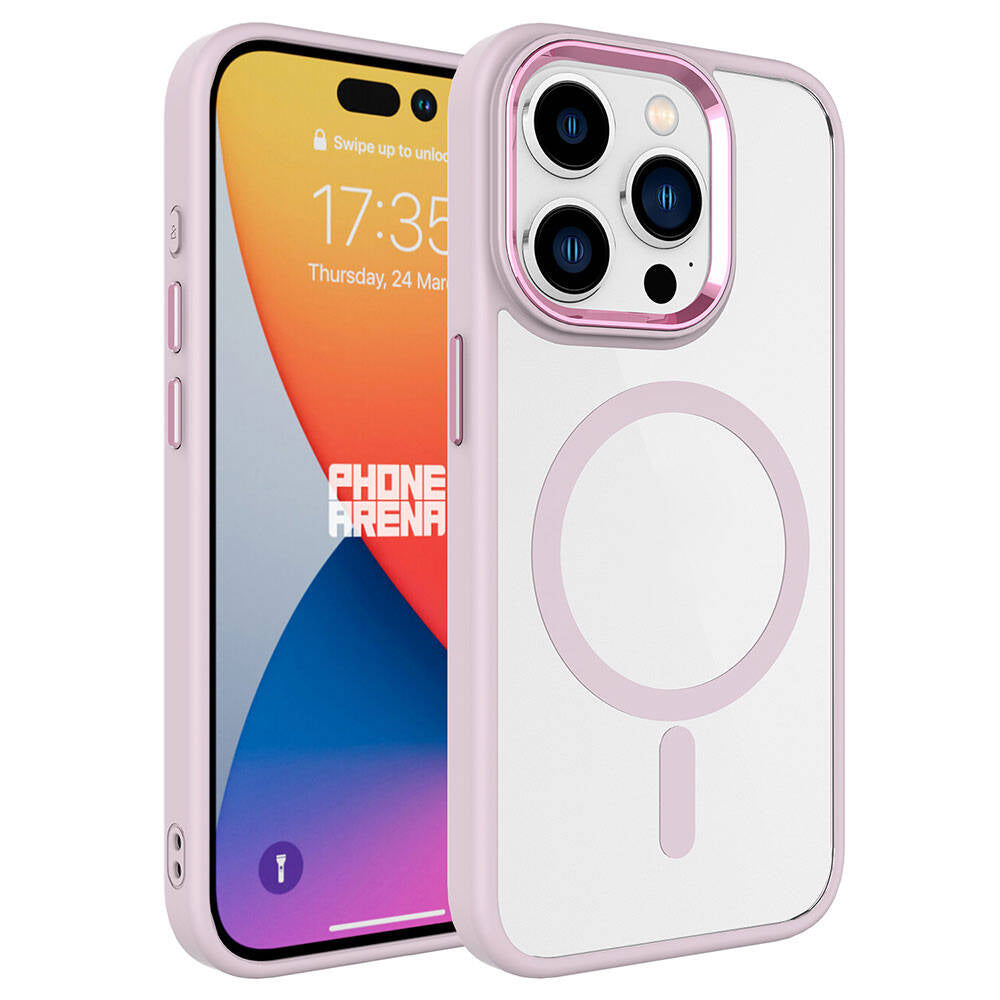 iPhone 15 Pro Kılıf Wireless Şarj Özellikli Zore Krom M-safe Silikon Kılıf