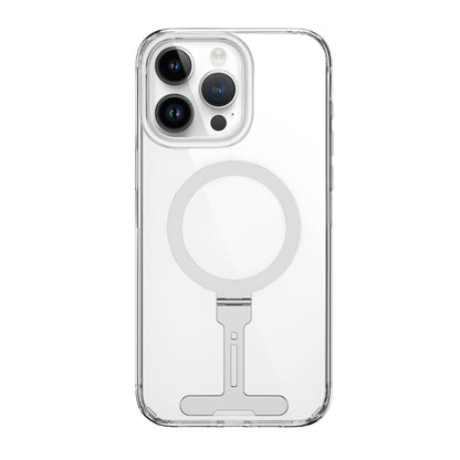 iPhone 15 Pro Kılıf Wiwu FYY-014 M-safe Şarj Özellikli Alüminyum Alaşım Metal Standlı Şeffaf Kılıf