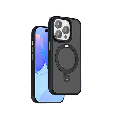 iPhone 15 Pro Max Kılıf Wiwu ZMM-010 M-safe Şarj Özellikli Mat Arka Yüzey Standlı Kılıf