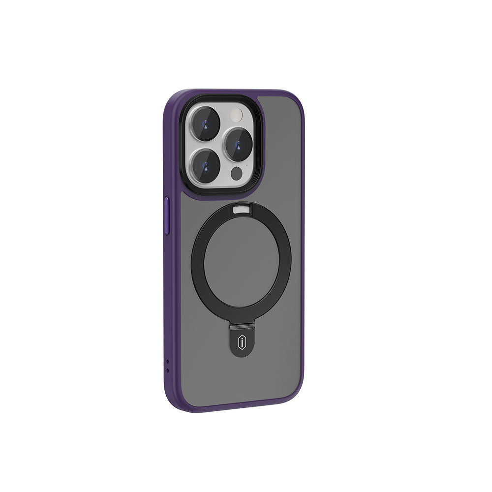 iPhone 15 Pro Max Kılıf Wiwu ZMM-010 M-safe Şarj Özellikli Mat Arka Yüzey Standlı Kılıf