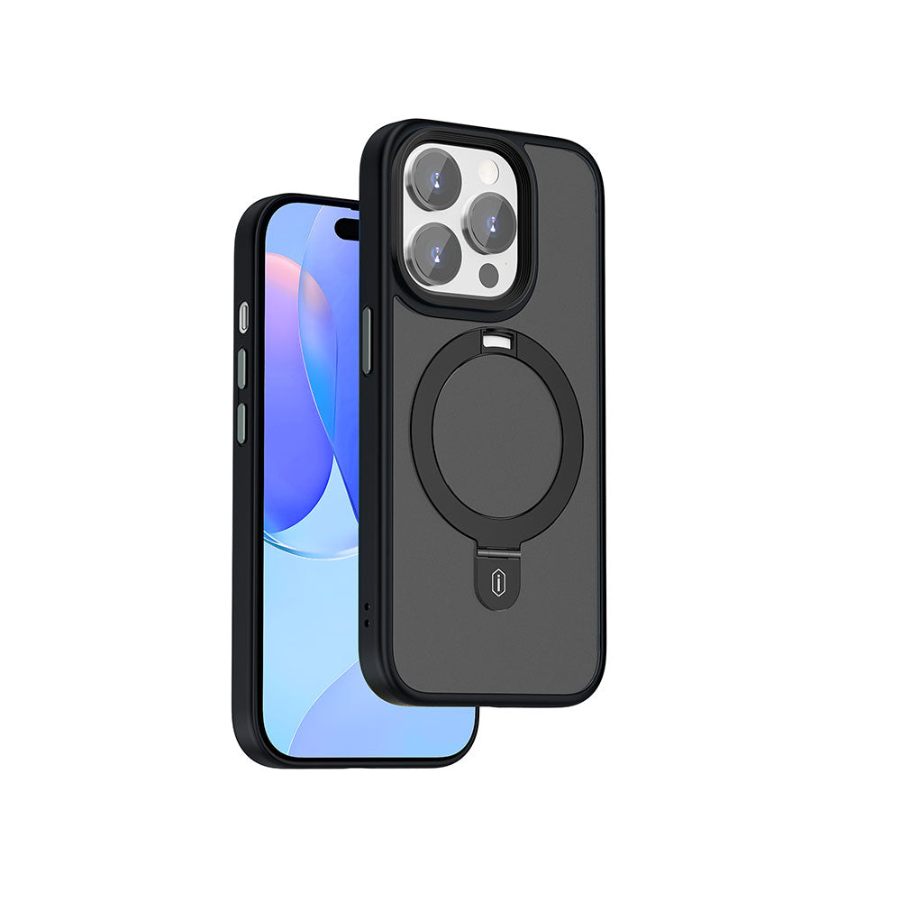 iPhone 15 Pro Kılıf Wiwu ZMM-010 M-safe Şarj Özellikli Mat Arka Yüzey Standlı Kılıf