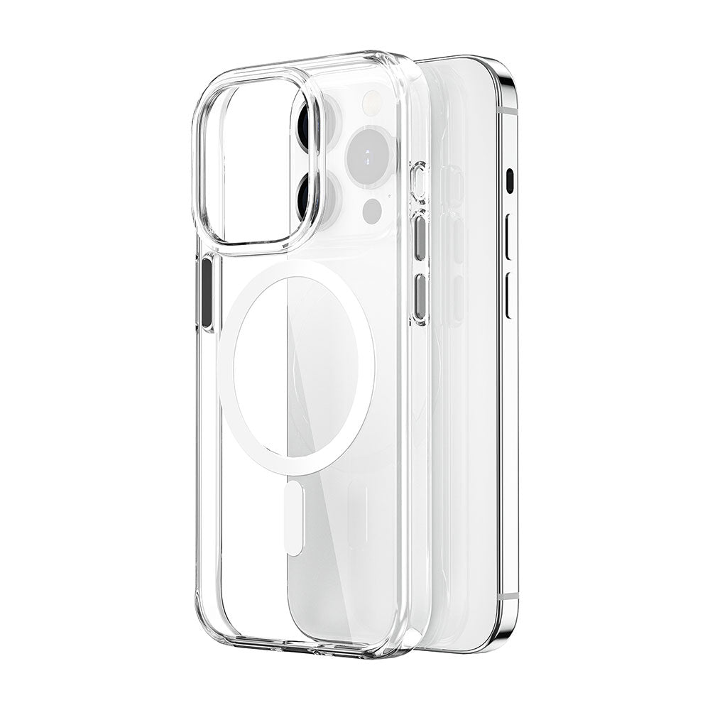 Apple iPhone 15 Pro Kılıf Wiwu ZYS-013 Magsafe Şarj Özellikli Renkli Kamera Çerçeveli Şeffaf Jelly Kapak Beyaz