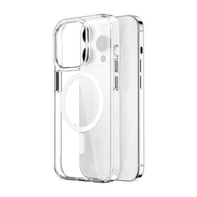 Apple iPhone 15 Pro Kılıf Wiwu ZYS-013 Magsafe Şarj Özellikli Renkli Kamera Çerçeveli Şeffaf Jelly Kapak Beyaz