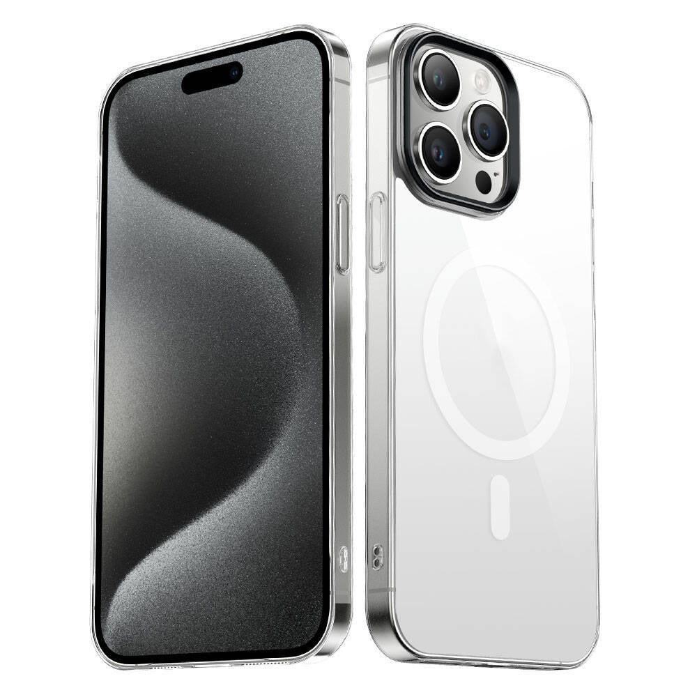 iPhone 15 Pro Kılıf Zore Wireless Şarj Özellikli Şeffaf G-Glass Kılıf