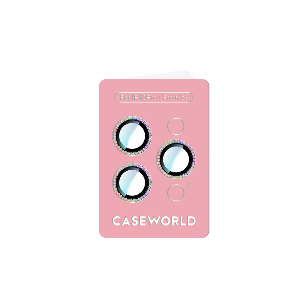 iPhone 15 Pro Max CaseWorld Alloy Sparkling Diamond Serisi Taşlı Lens Koruyucu