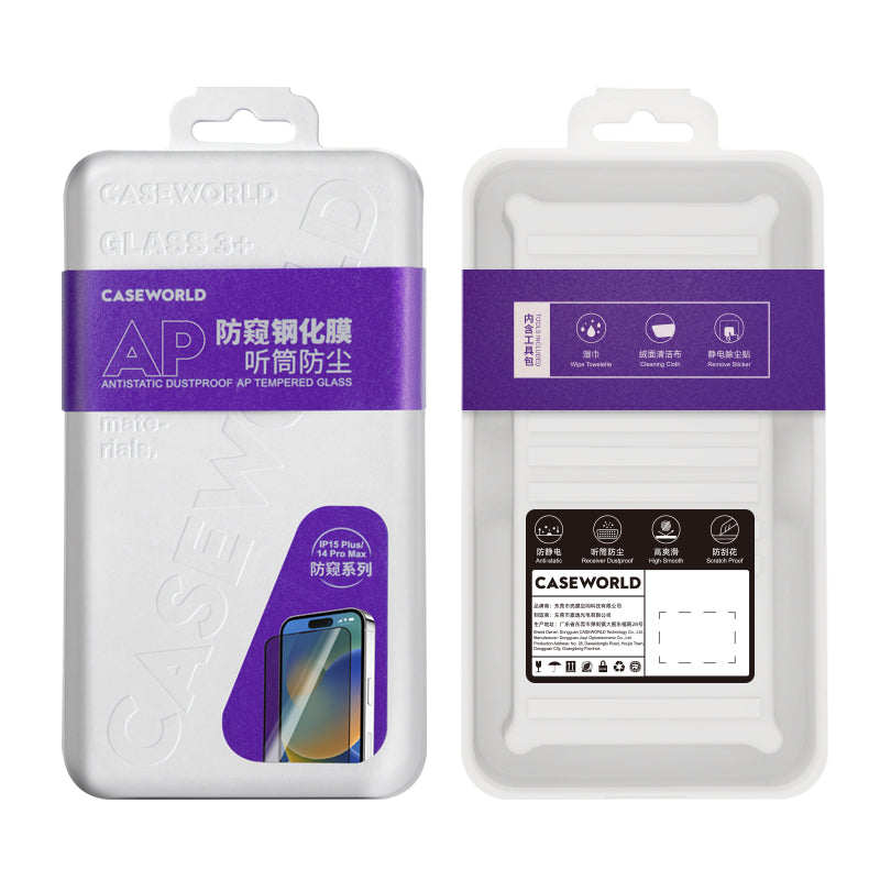 iPhone 15 Pro Max CaseWorld HD Serisi 0.33mm Privacy Temperli Cam Ekran Koruyucu