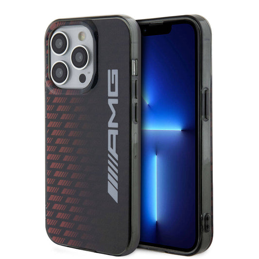 iPhone 15 Pro Max Kılıf AMG Orjinal Lisanslı Çift Katmanlı Büyük Logolu Dörtgen Şerit Desenli Kılıf