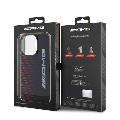 iPhone 15 Pro Max Kılıf AMG Orjinal Lisanslı Çift Katmanlı Büyük Logolu Dörtgen Şerit Desenli Kılıf