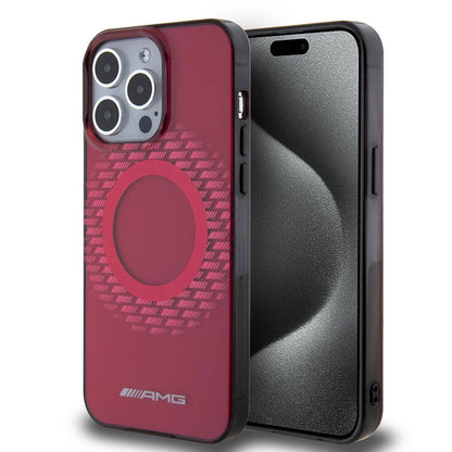 iPhone 15 Pro Max Kılıf AMG Orjinal Lisanslı M-safe Şarj Özellikli Eşkenar Dörtgen Desenli Transparan Kılıf