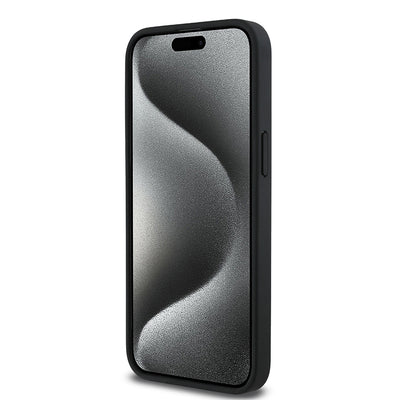 Apple iPhone 15 Pro Max Kılıf Aston Martin Orjinal Lisanslı M-safe Şarj Özellikli PU Deri Alonso 14 Baskılı Kapak Siyah