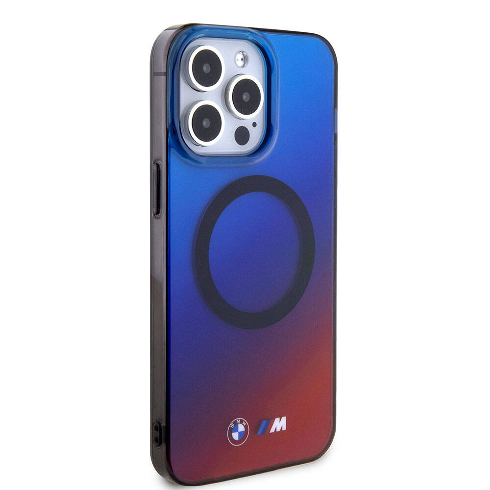 iPhone 15 Pro Max Kılıf BMW M-safe Şarj Özellikli Transparan Renk Geçişli Dizayn Orjinal Lisanslı Kılıf