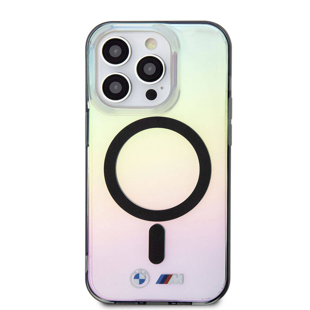 iPhone 15 Pro Max Kılıf BMW M-safe Şarj Özellikli Transparan Renk Geçişli Iridescent Orjinal Lisanslı Kılıf